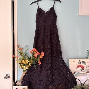 ASTR The Label Lace Midi Dress in Eggplant